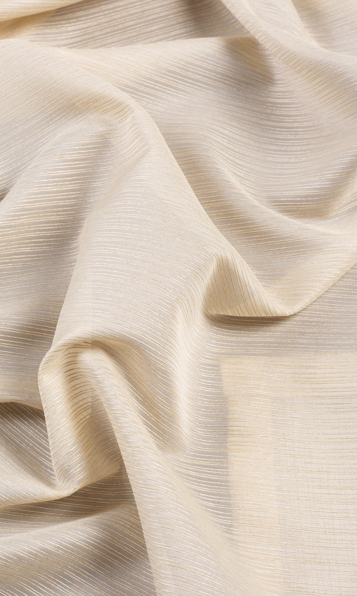 Striped Sheer Fabric By the Metre for Curtains & Drapes (Champagne Beige)