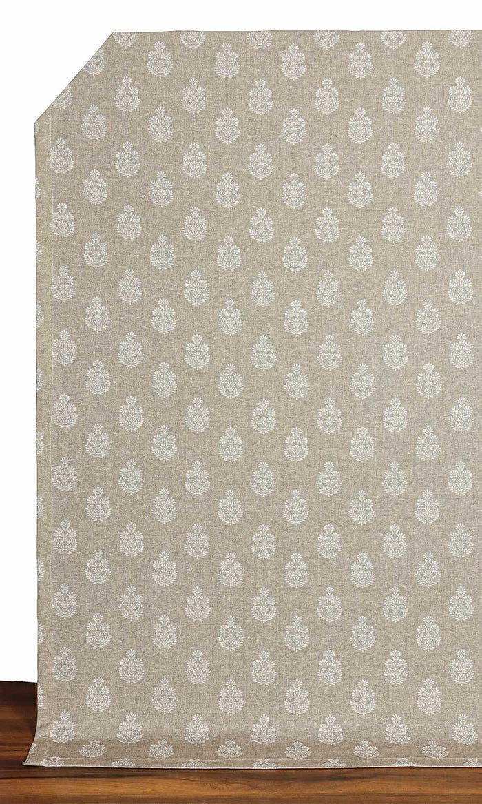 Floral Cotton Window Treatments Fabric By the Metre (Beige/ Grey)