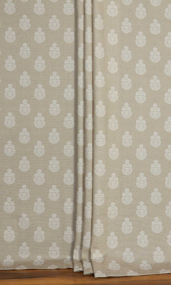 Floral Cotton Home Textile Fabric Material By the Metre (Beige/ Grey)