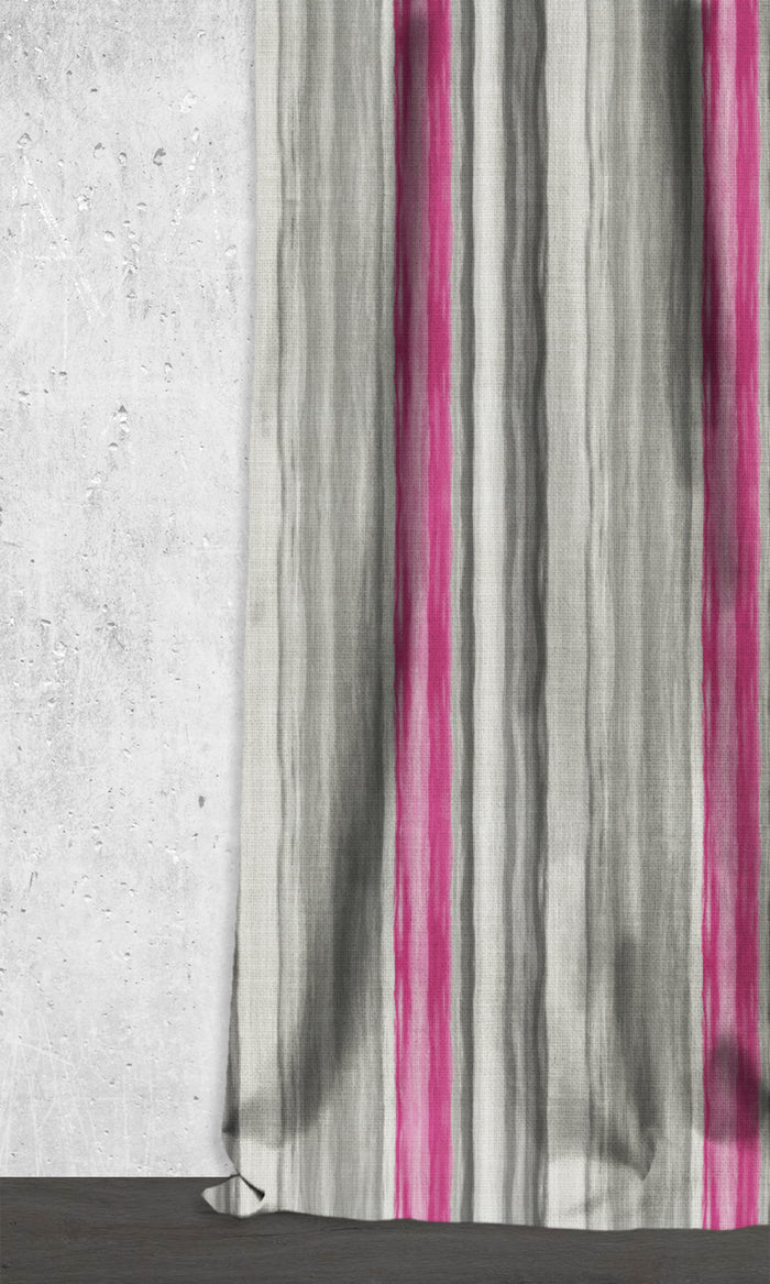 Watercolor Effect Striped Drapes for Living, Bedroom, Kitchen, Bathroom (Grey/ Pink)