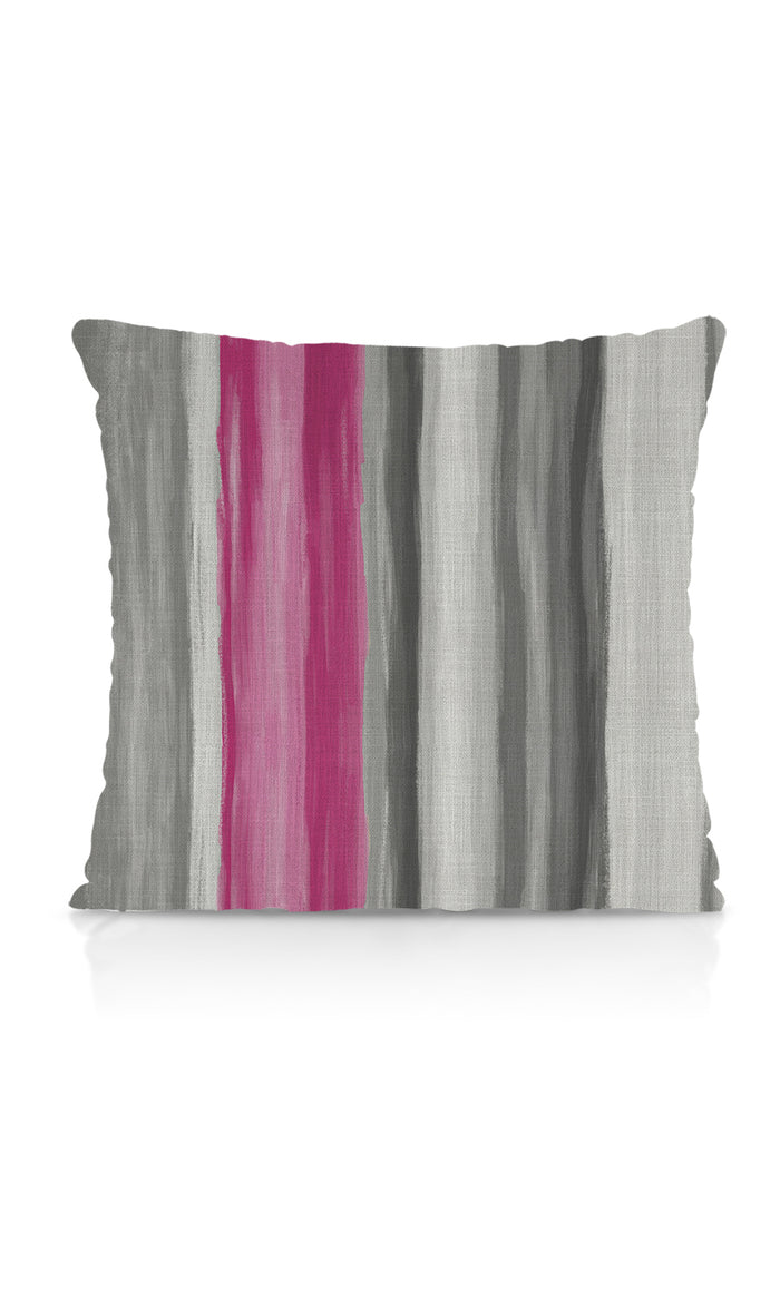 Watercolor Effect Striped Pinch Pleat, Rod Pocket, Eyelet Curtains (Grey/ Pink)