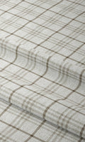 Checkered Home Décor Fabric By the Metre (Linen White/ Pale Brown)