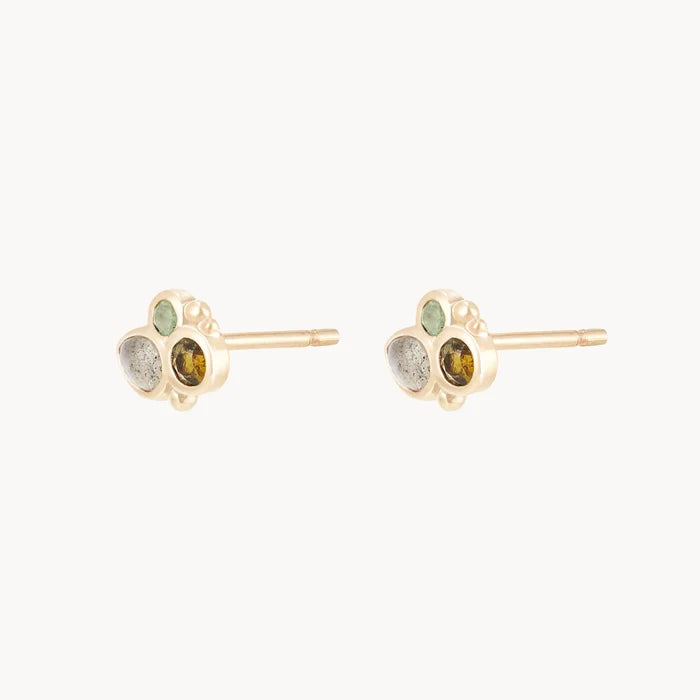 Earth Element Stud Earring in 14k yellow gold, alternate angle detail view