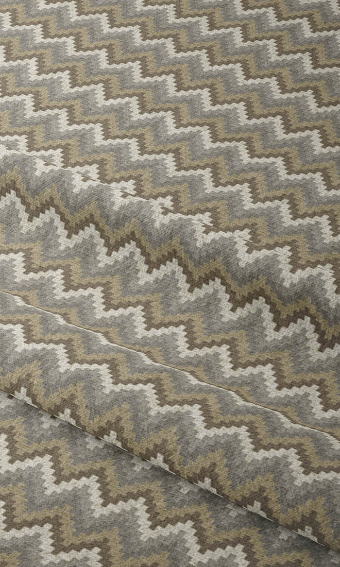 Chevron Patterned Fabric Material By the Metre (Brown/ Grey)