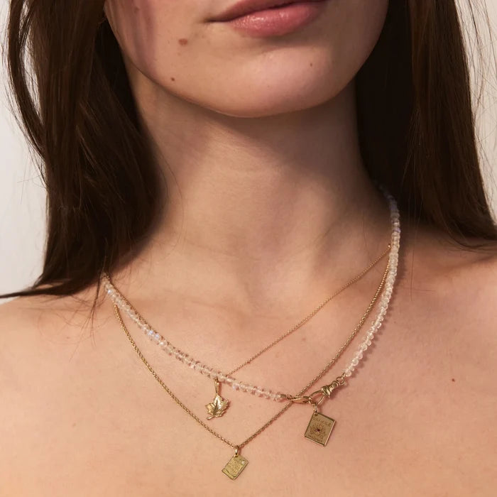 Edmonton Postcard Charm in 10k yellow gold with brilliant diamond, alternate angle detail view