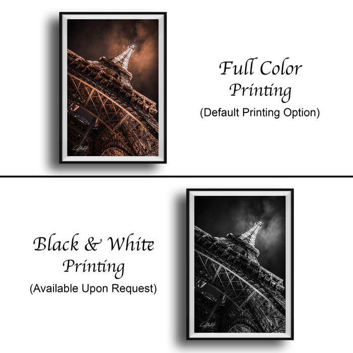 The image is a collage of two framed pictures, one in black and white and the other in full color. The black and white picture depicts a building, while the full color picture shows the same building in color. Both pictures are framed and available upon request.