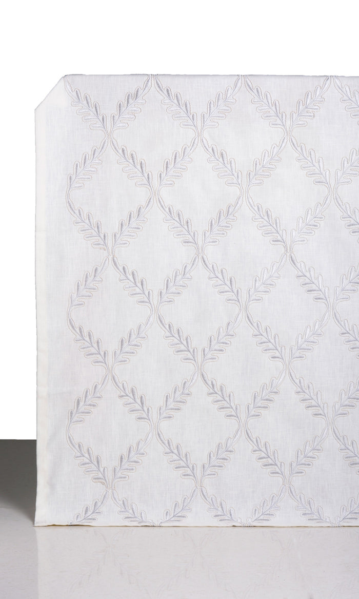 Poly-Linen Embroidered Window Treatments Fabric By the Metre (White/ Cream)