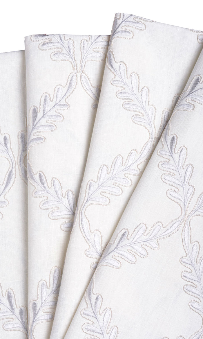 Poly-Linen Embroidered Fabric Material By the Metre (White/ Cream)