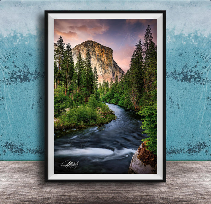 El Capitan Yosemite Print, Merced River Sunrise Wall Art, 24X36