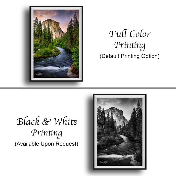 El Capitan Yosemite Print, Merced River Sunrise Wall Art, 24X36