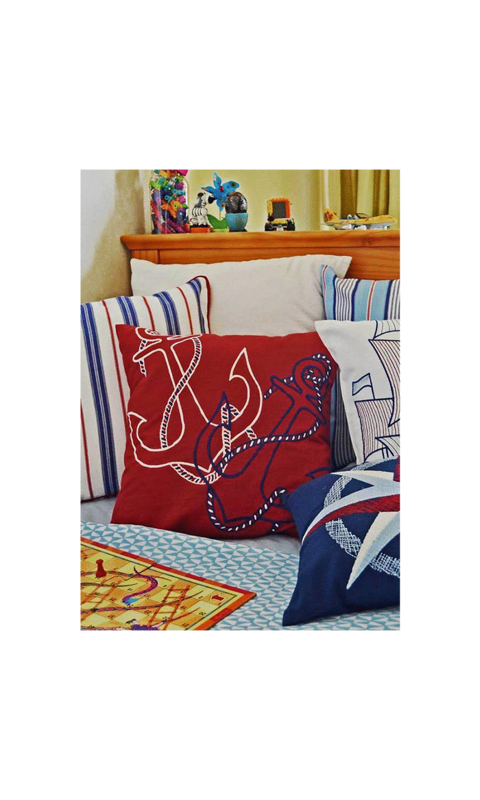Cotton Pinch Pleat, Rod Pocket, Eyelet Curtains (Red/ Blue)