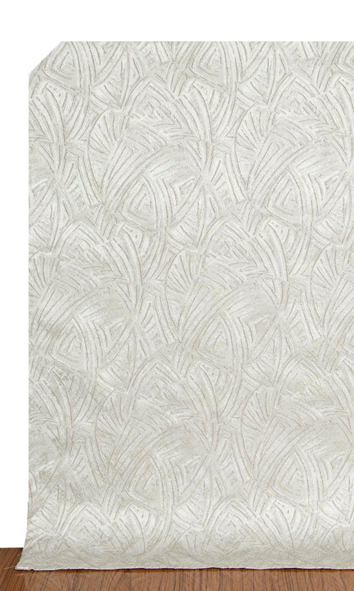 Self-Patterned Poly-Cotton Window Treatments Fabric By the Metre (White/ Cream)