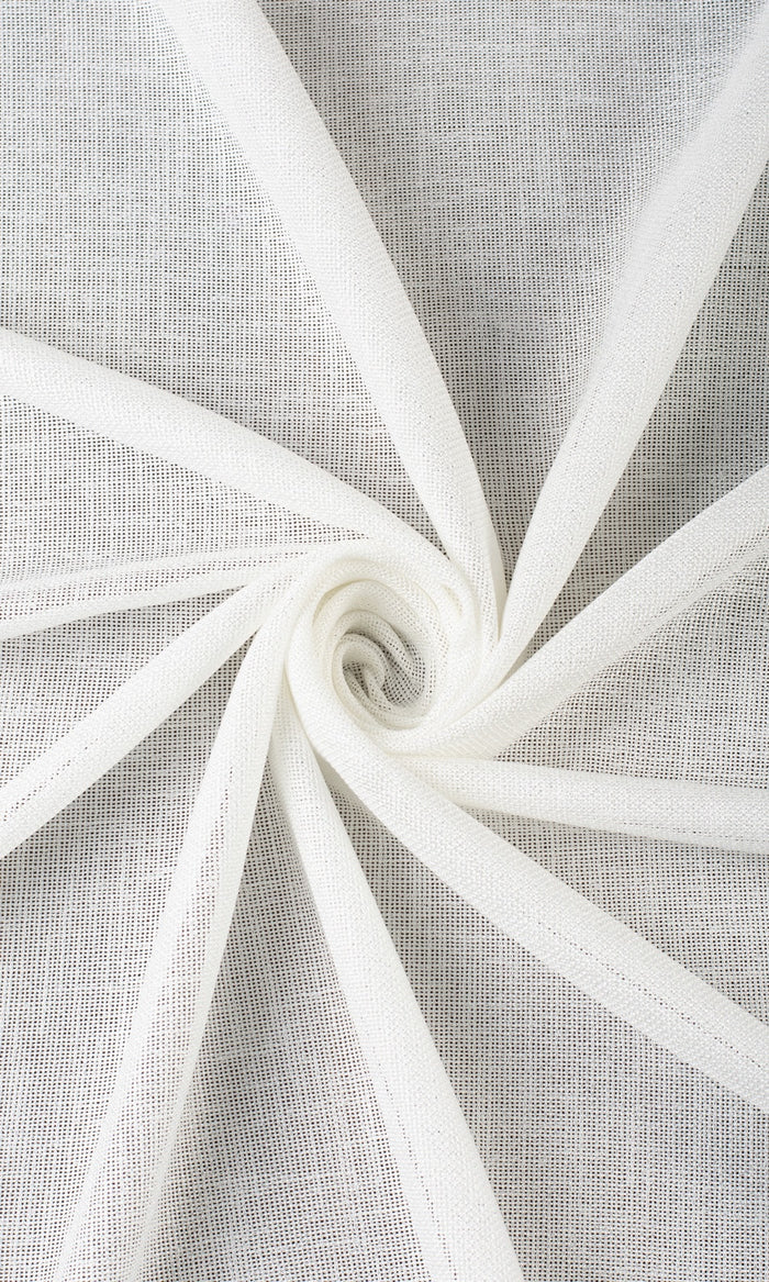 Textured Sheer Home Textile Fabric Material By the Metre (White)