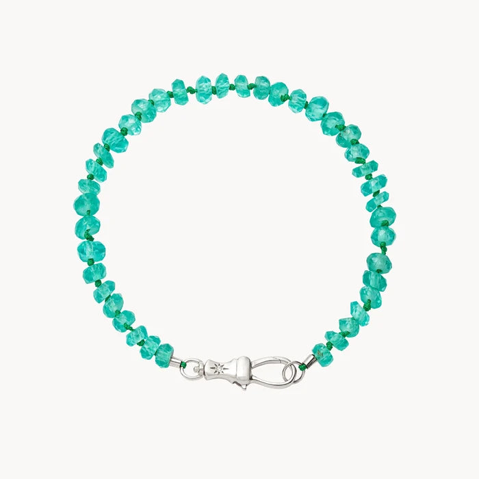 Emerald Beaded Mood Bracelet in sterling silver with natural emerald and brilliant diamonds