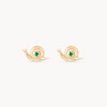 Emerald Snail Studs in 10k/14k yellow gold with emeralds