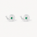 Emerald Snail Studs in sterling silver with emeralds