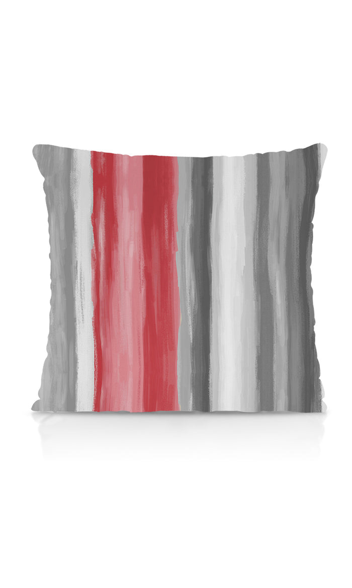 Dimout Striped Drapery (Grey/ Coral Red) Extra Long Short Wide