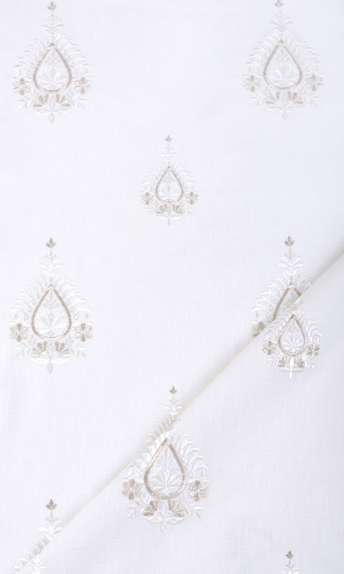 Embroidery Curtains (Pure White/ Pale Gray) Extra Long Short Wide