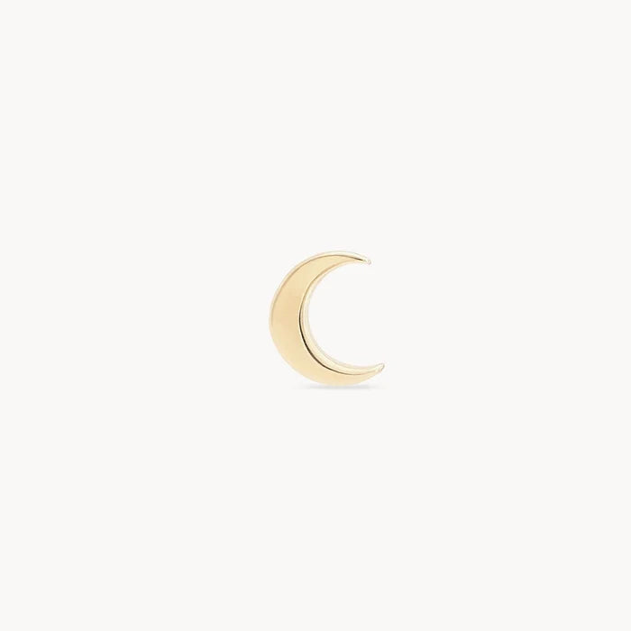 Everyday Larger Crescent Moon Earring in 14k yellow gold, alternate angle detail view