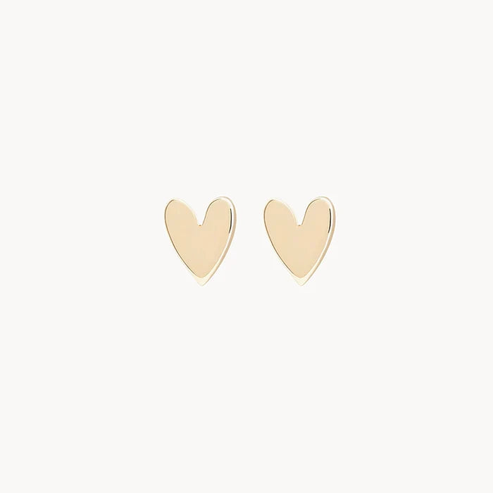 Everyday Larger Lovely Heart Earring in 14k yellow gold