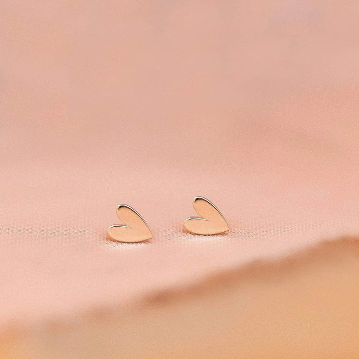 Everyday Larger Lovely Heart Earring in 14k yellow gold, alternate angle detail view 2