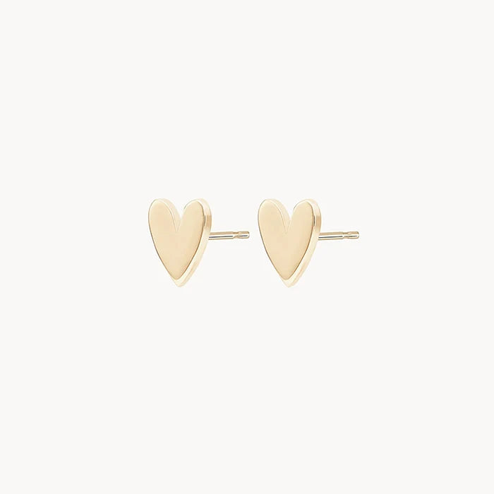 Everyday Larger Lovely Heart Earring in 14k yellow gold, alternate angle detail view 3