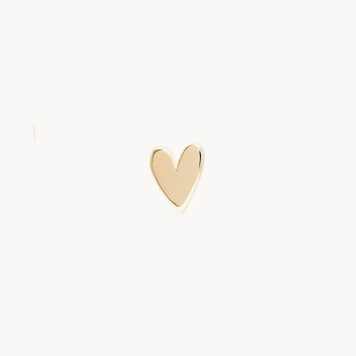 Everyday Larger Lovely Heart Earring in 14k yellow gold, alternate angle detail view 4