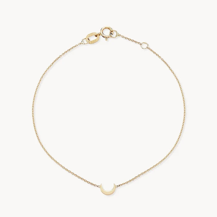 Everyday Little Crescent Moon Bracelet in 14k yellow gold