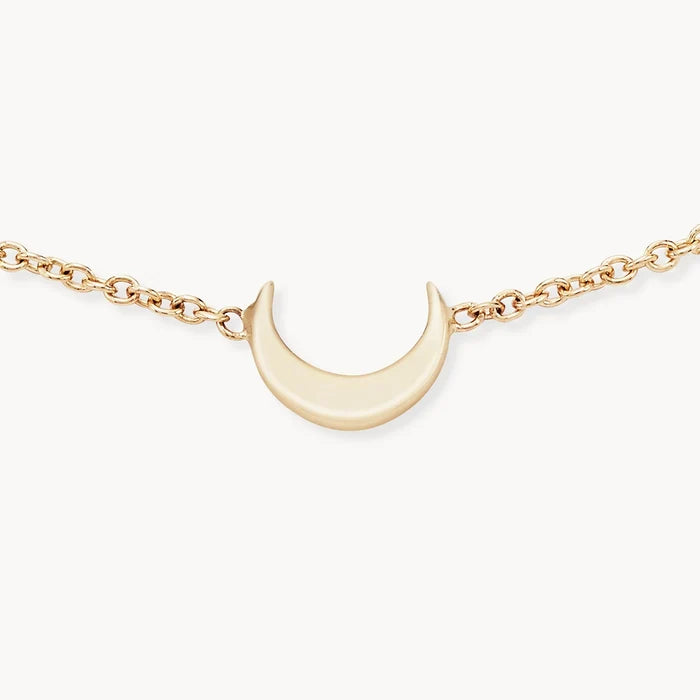 Everyday Little Crescent Moon Bracelet in 14k yellow gold, alternate angle detail view