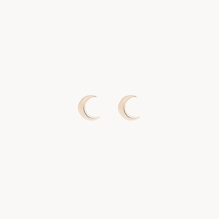 Everyday Little Crescent Moon Earring in 14k yellow gold, alternate angle detail view 2