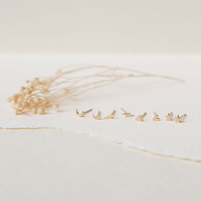Everyday Little Lightning Bolt Earring in 14k yellow gold, alternate angle detail view 3