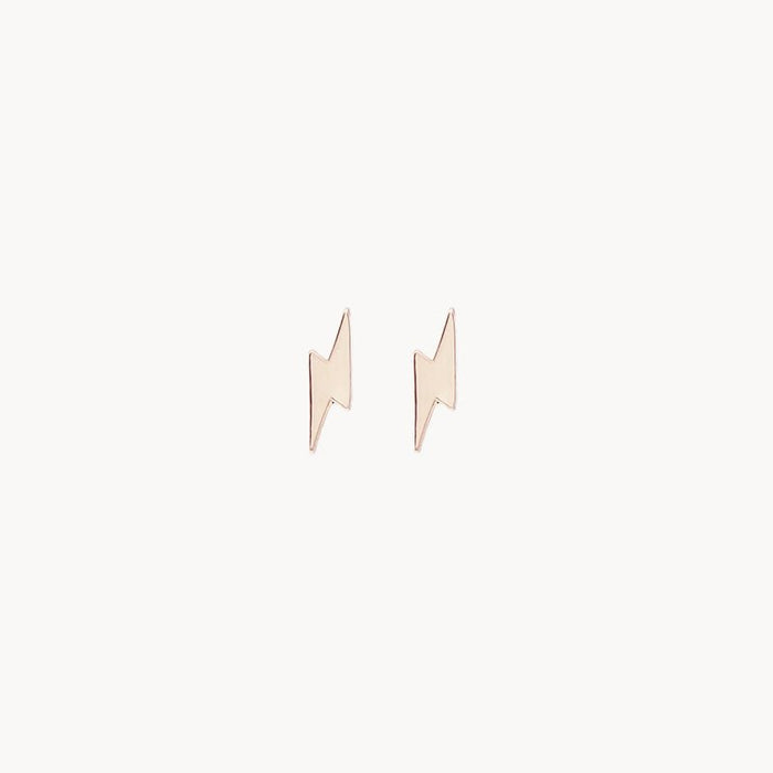 Everyday Little Lightning Bolt Earring in 14k yellow gold, alternate angle detail view 5