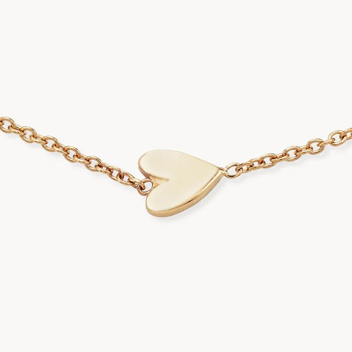 Everyday Little Lovely Heart Bracelet in 14k yellow gold, alternate angle detail view 2