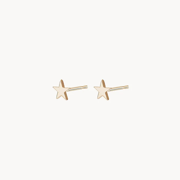 Everyday Little Stella Star Earring in 14k yellow gold, alternate angle detail view 3
