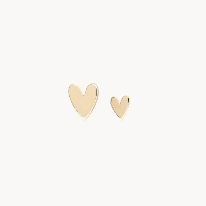 Everyday Love Lineage Pair Heart Earrings in 14k yellow gold with bundle, alternate angle detail view 3