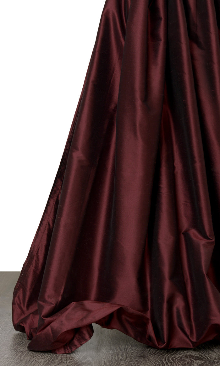 Shantung Silk Drapery for Living, Bedroom, Kitchen, Bathroom (Wine Red/ Maroon)