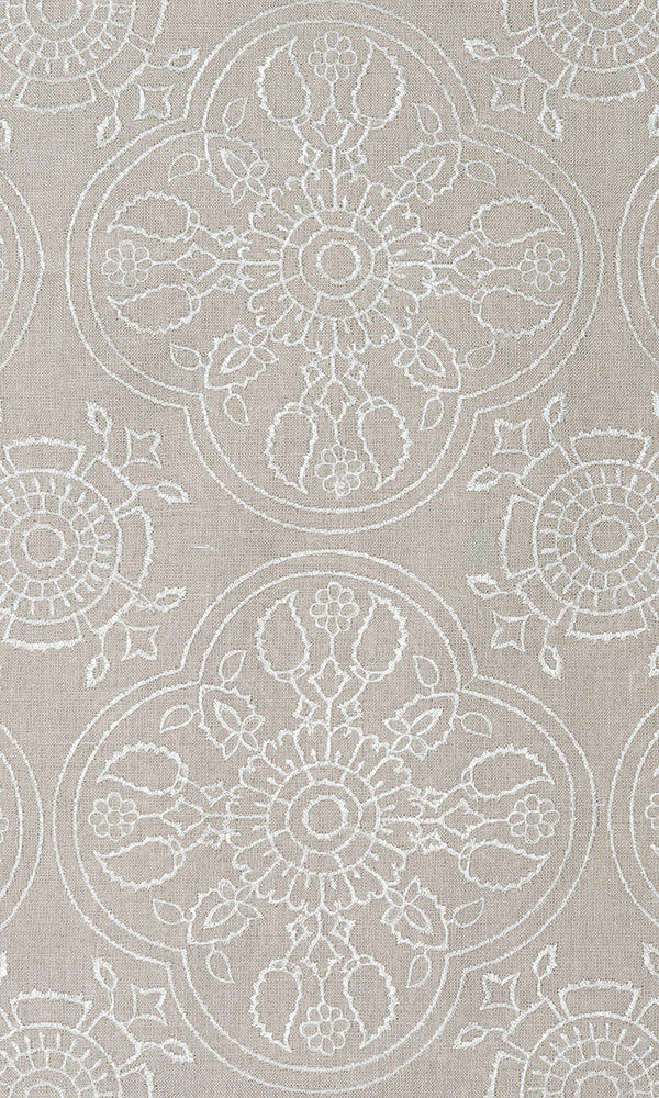 Floral Embroidered Linen Curtains (Brown)