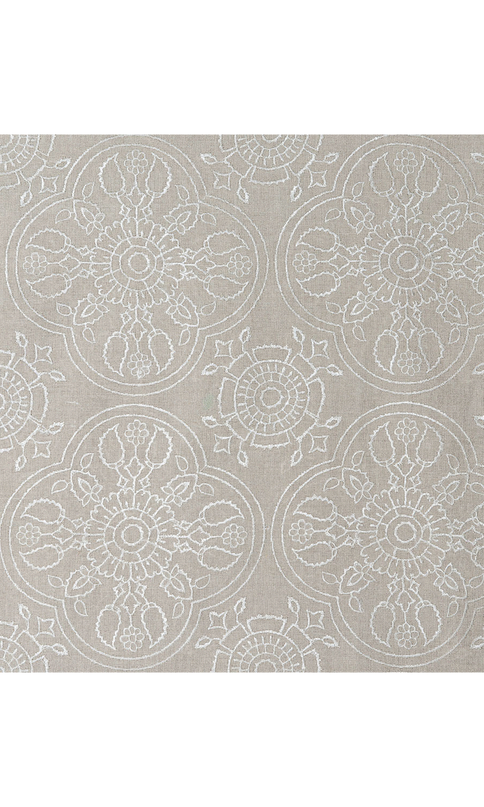Floral Embroidered Linen Pinch Pleat, Rod Pocket, Eyelet Curtains (Brown)