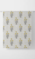 Modern Floral Home Décor Fabric By the Metre (White/ Yellow/ Grey)