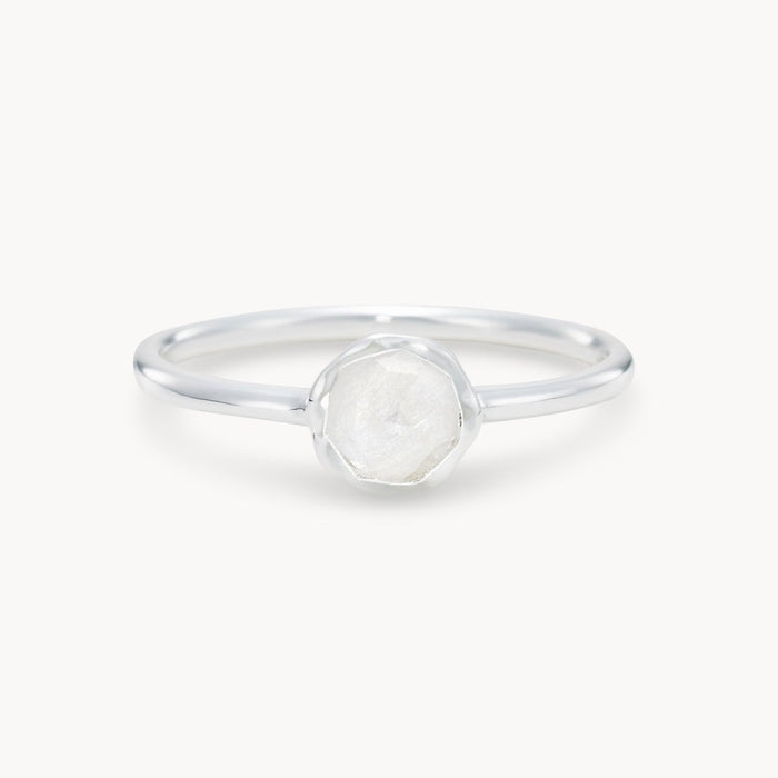 family april birthstone ring  - sterling silver, white sapphire