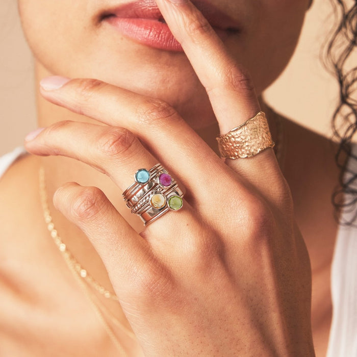 family april birthstone ring  - sterling silver, white sapphire