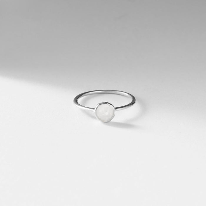 family april birthstone ring  - sterling silver, white sapphire