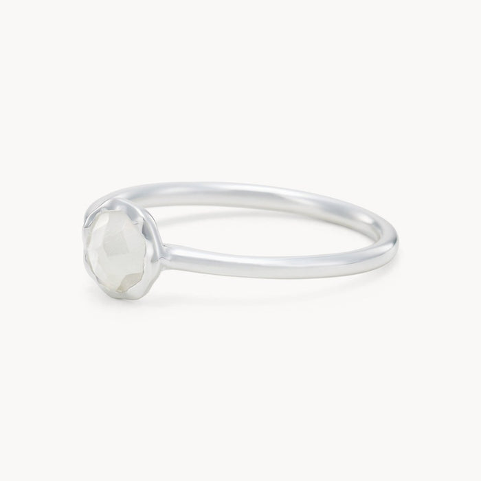 family april birthstone ring  - sterling silver, white sapphire