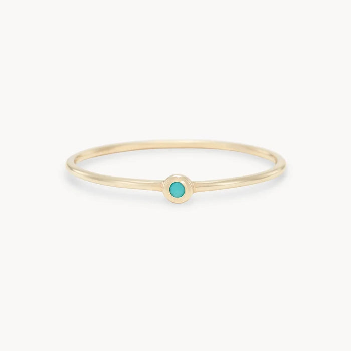 family december birthstone stacking ring - 10k yellow gold, turquoise gemstone