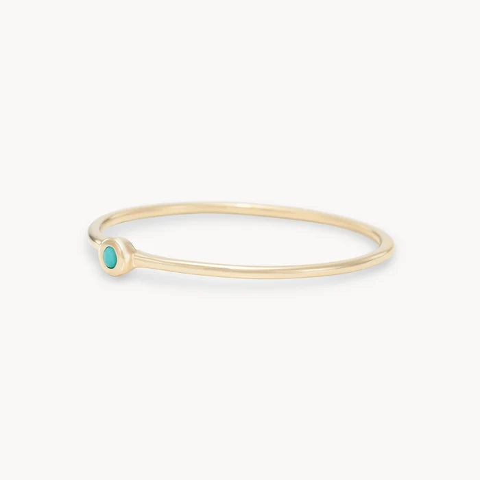 family december birthstone stacking ring - 10k yellow gold, turquoise gemstone