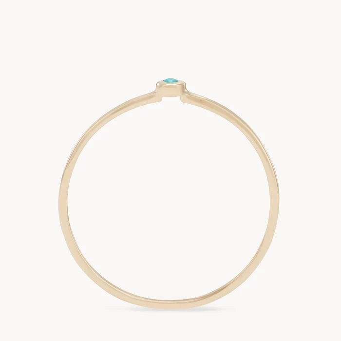 family december birthstone stacking ring - 10k yellow gold, turquoise gemstone