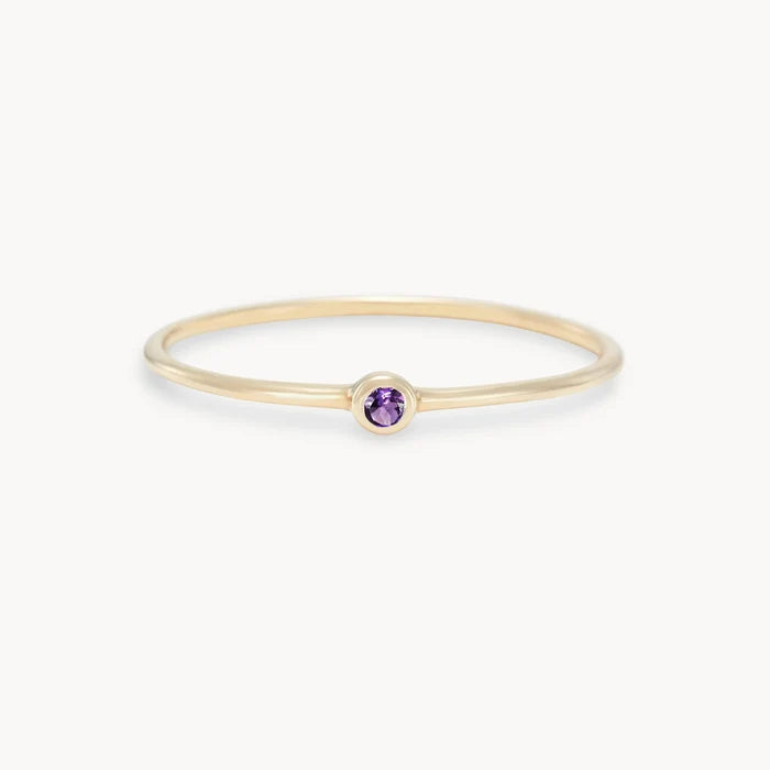 family february birthstone stacking ring - 10k yellow gold, amethyst gemstone