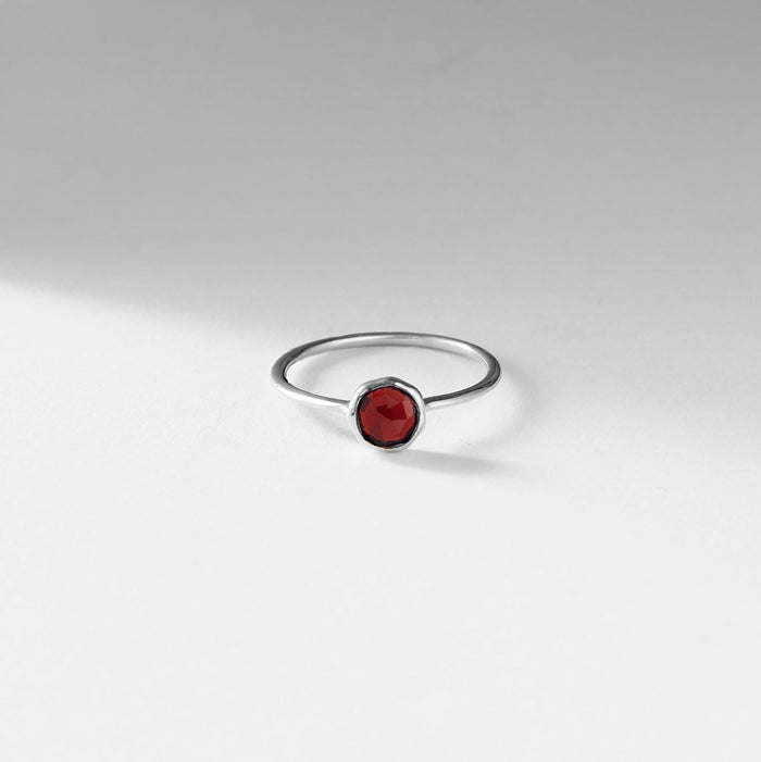 family january birthstone ring - sterling silver, garnet