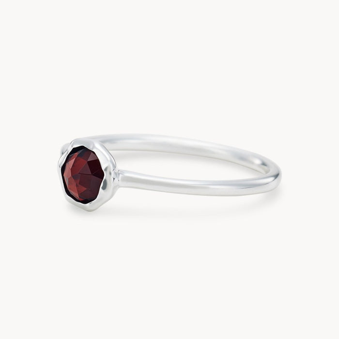 family january birthstone ring - sterling silver, garnet