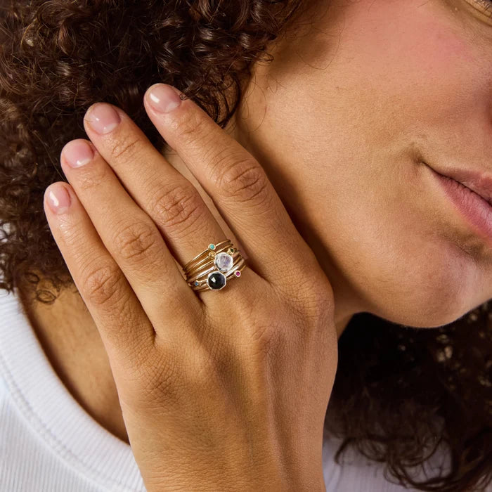family january birthstone stacking ring - 10k yellow gold, garnet gemstone